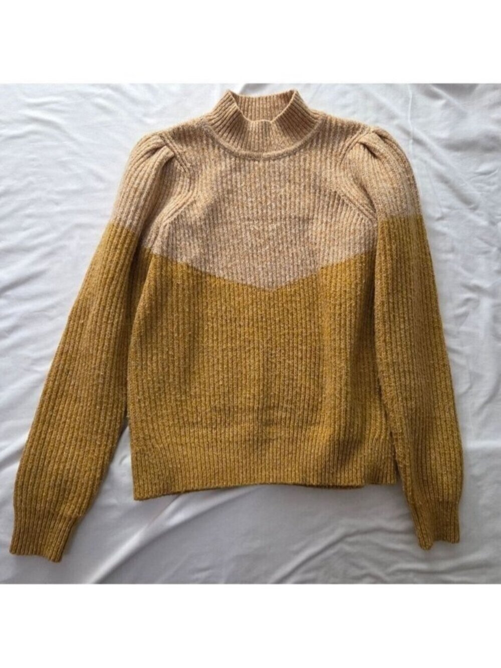 Vero Moda Mock Neck Knit Sweater Longsleeves Mustard Yellow Medium